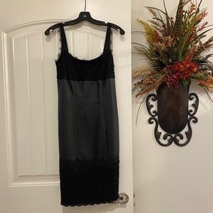 Lace and pleather fitted black dress